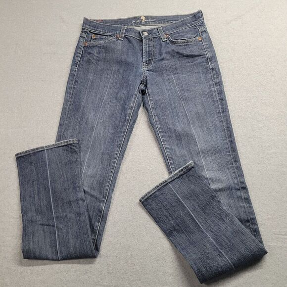 7 For All Mankind Jean Roxy Denim Blue Dark Wash Size 28 Vintage‎ 90s Trendy - Picture 1 of 10